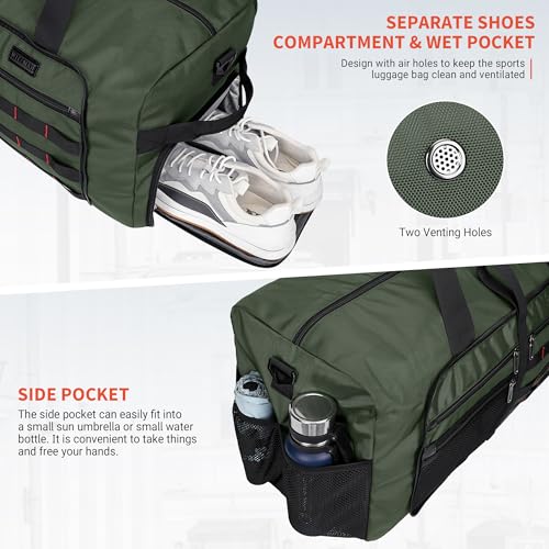 Foldable Duffle Bag for Men Large 65L Travel with Shoe Compartment