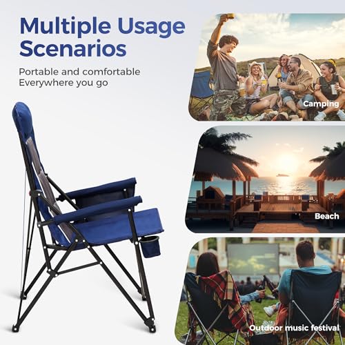 Heavy Duty 550LBS Padded Camping Chairs with Lumbar Support (2 Count)