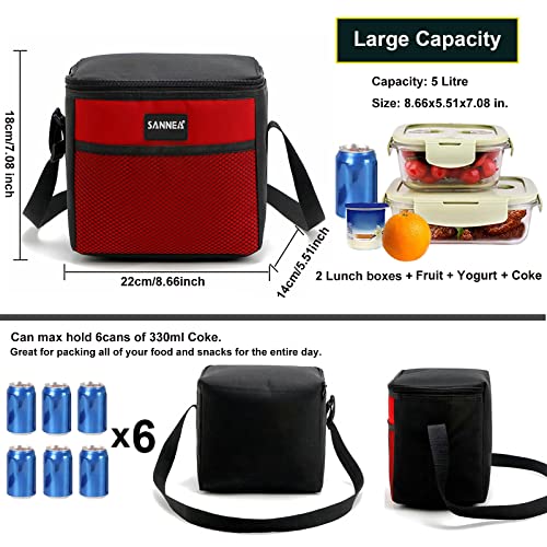 6 Can 5L Lunch Bag for Women Men Portable Lunch Box Small Cooler Bag Soft Collapsible Reusable Insulated Lunch Tote for Everyday Work Travel