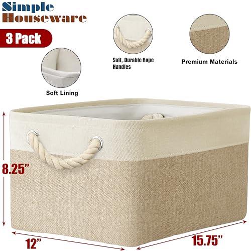 15.7" x 12" Wide & Low Fabric Storage Bin (3 Count)