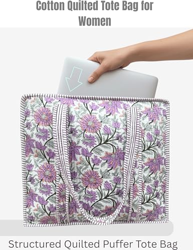 100% Cotton Quilted Tote Bag For Women