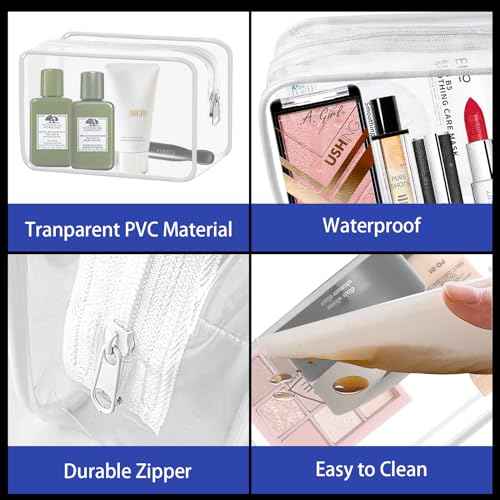 16 Pieces Small Clear Makeup Bag PVC Zippered Pouches