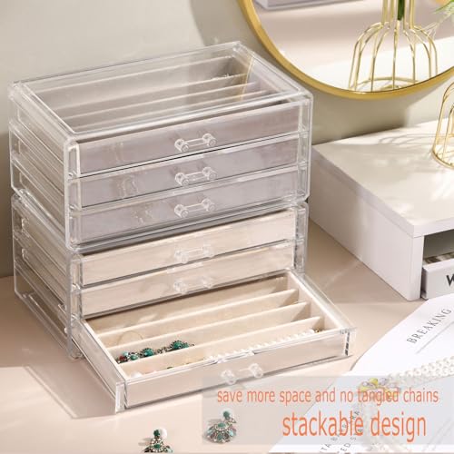 Necklace Organizer Box with Clear Lid
