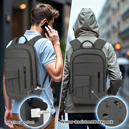 Business Backpack for Men Slim Lightweight Laptop Backpack for 17.3 Inch Computer Water Resistant Small Office Backpack for Commute Travel Daily Office Work with Small Bag