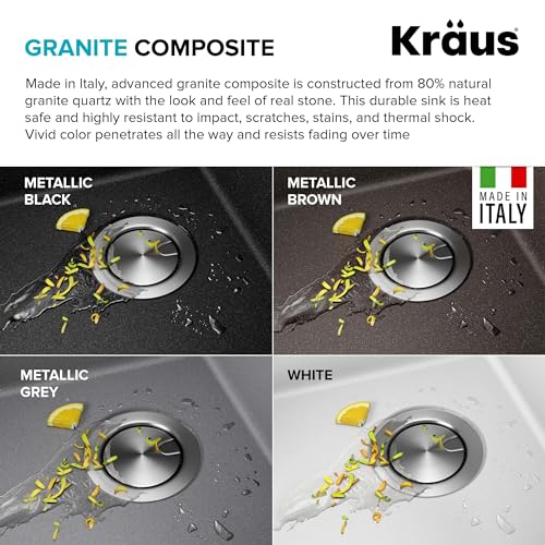 Bellucci 25 inch Granite Workstation Drop In Top Mount Single Bowl Kitchen Sink in Metallic Grey with Accessories