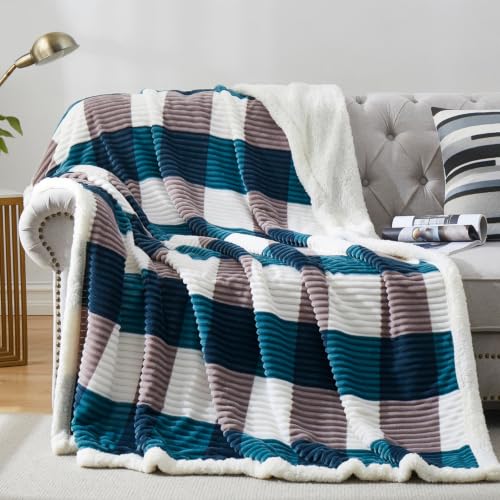 Sherpa Blanket Twin Plaid Thick Bed Blanket