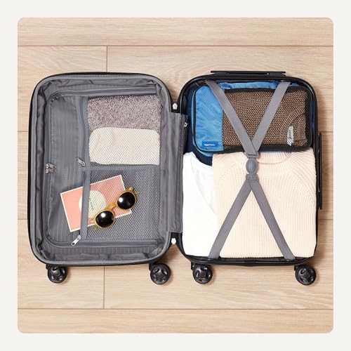 AmazonBasics 68 cm Navy Blue Hardsided Check