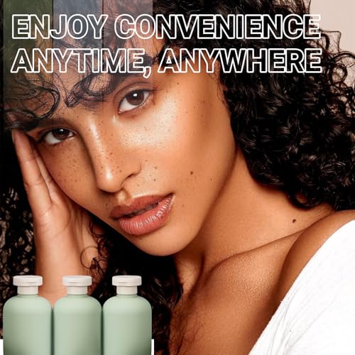 3.4oz 3Pcs Green Plastic Refillable Travel Shampoo and Conditioner Bottles Plastic Refillable Travel Shampoo Bottles with Flip Cap Shampoo and Conditioner Dispenser (3 Count)