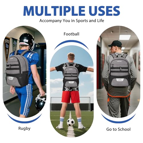 Soccer Backpack Bag with Ball Holder Ventilated Shoe Compartment Large Capacity Sports Gear Bag for Basketball Volleyball Gym