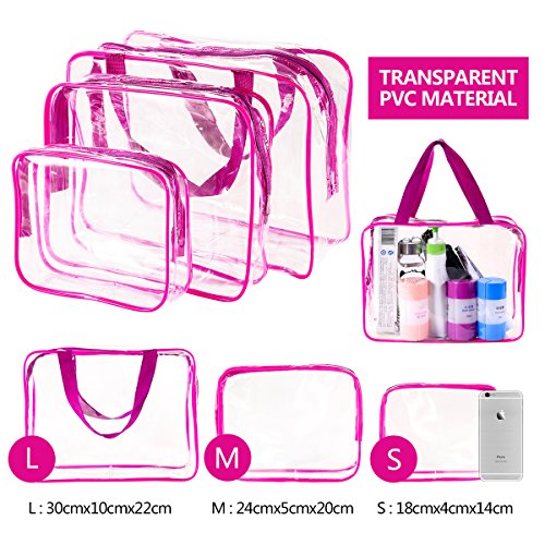 3Pcs Crystal Clear PVC Travel Toiletry Bag Kit for Women Men (3 Count)