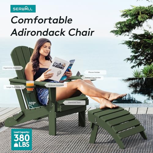Outdoor Adirondack Chairs with 2 Cup Holders