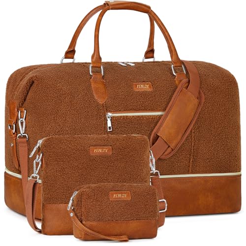 Weekender Bag for Women 21.5" Travel Duffel Large Carry On Bag 3PCS (3 Count)