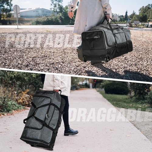 33" Large Rolling Travel Duffle Bag with Wheels and Handle
