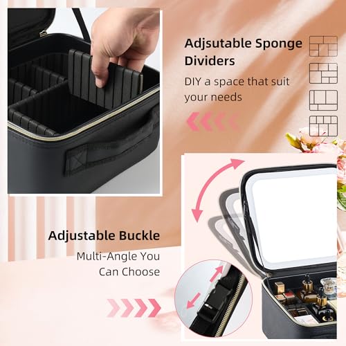 Travel Makeup Bag with LED Mirror