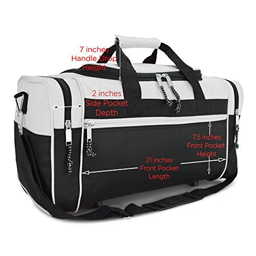 21" Sports Duffle Bag Gym Travel Pack in White