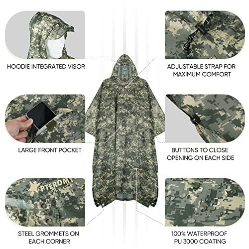 Hooded Rain Poncho for Adult with Pocket