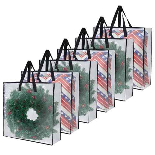 Heavy Duty Clear Wreath Storage Bag & Sturdy Moving Box Alternative (6 Count)