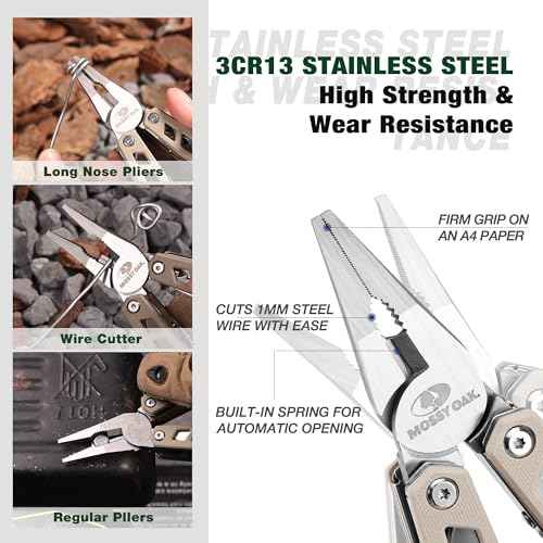 Multitool, 22-in-1 Stainless Steel Pliers with Screwdriver Sleeve, Desert Steel Handle, Self-locking Knife with Sheath-Perfect for Outdoor, Survival, Camping, Hiking, Simple Repair