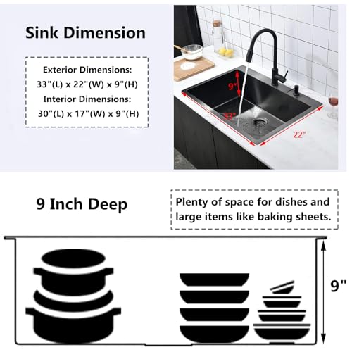 33 Inch Black Kitchen Sink
