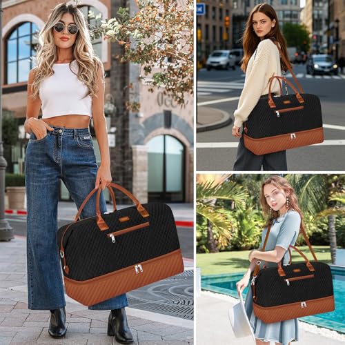 Weekender Bag for Women 21.5" Travel Duffel Large Carry On Bag 3PCS (3 Count)