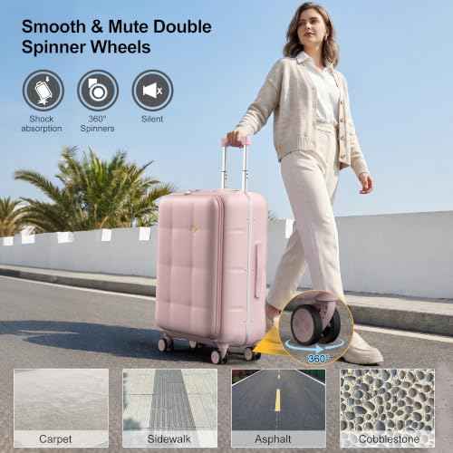 24 Inch Checked Luggage Hard Shell Suitcase Top Opening Suitcases