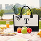 Embroidery Initial Canvas Tote Bag