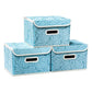 Collapsible Storage Boxes with Lids Fabric Decorative Storage Bins Cubes Organizer Containers Baskets with Cover Handles Divider for Bedroom Closet Living Room 9.8x7.9x6.7 Inch 3 Pack (3 Count)