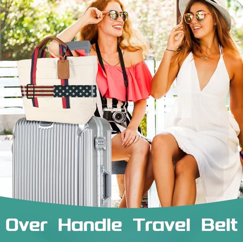Luggage Straps for Suitcases Travel Belt Accessories Luggage Connector Identifiers Over Handle with Buckle Unique Nylon Adjustable Strap for Sleeping Bag Car Seat Flag (2 Count)