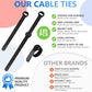 120 PCS 5/6/8 Inch Reusable Cable Ties for Cords – Data Cable Organizer Ties – Cord Wraps for Charging Cords – Electrical Wire Straps, Black (120 Count)