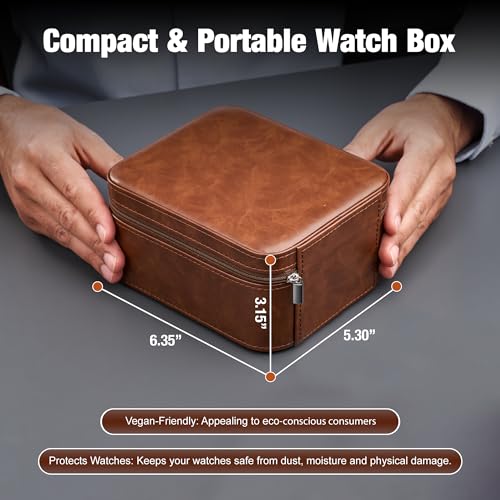 2 Slot Luxury Travel Faux Leather Watch Case. Watch Storage Organizer. Watch Display & Watch Holder. Perfect For Watch Collection. Ready to Gift for Men