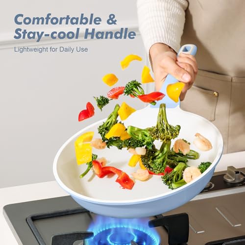 8Inch Nonstick Ceramic Frying Pan with Lid