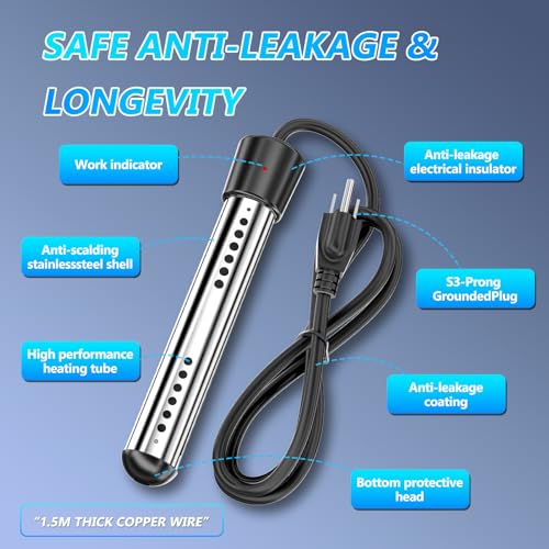 Portable Shower for Camping with Immersion Water Heater