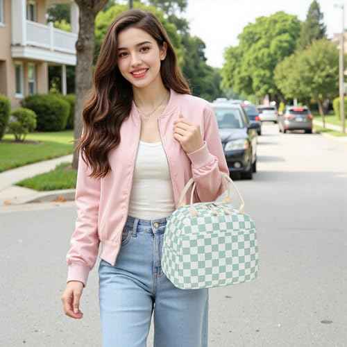 Lunch Bag for Women Men Cute Corduroy Lunch Tote Bags Reusable Insulated Lunch Box Large Capacity Reusable Insulated Cooler for Work Picnic or Travel