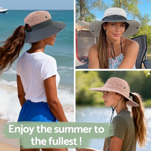 Ponytail Sun Hats for Women UPF 50+ Watermelon