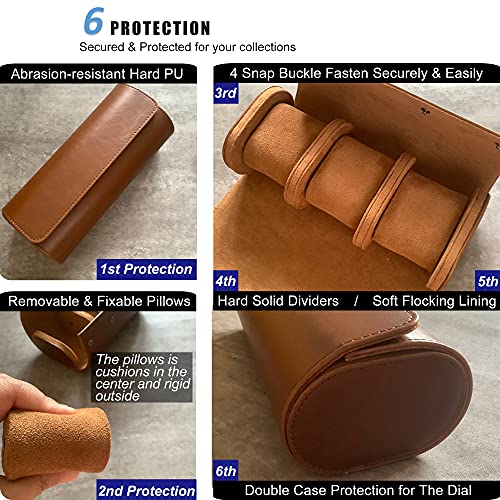 Longjet Watch Roll Travel Case for Men Portable Watches Organizer Box