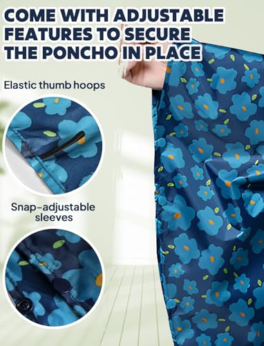 Waterproof Rain Poncho for Women Packable Hooded Raincoat with Pocket