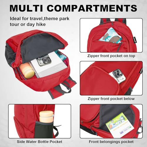 20L Lightweight Packable Hiking Daypack Foldable Backpack for Men Women Small Travel Outdoor Foldable Shoulder Bag