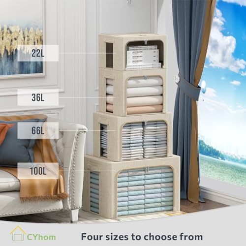 4 Pack Clothes Storage Bins with Metal Frame (4 Count)
