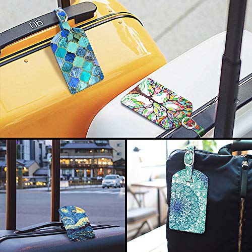 2 Pack Luggage Tags Leather Name ID Labels with Privacy Cover (2 Count)