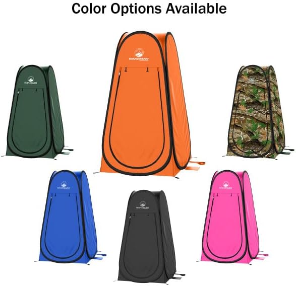 Wakeman Pop Up Changing Tent, 3.3 x 3.3 x 6.2ft, Camping Shower Tent for Portable Toilet Stall or Dressing Room with Carry Bag for Camping, Beach, or Tailgate, Polyester