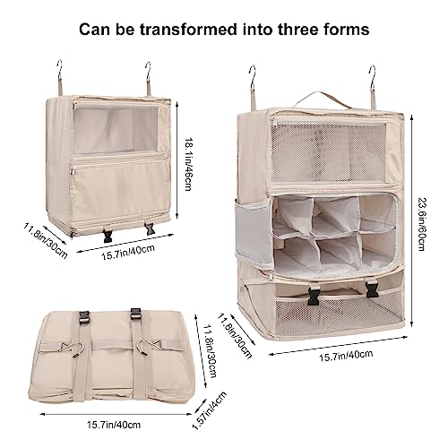 Travel Portable Hanging Shelves Closet Organizer Packing Luggage Storage with Multifunctional and Foldable Invisible Compartment