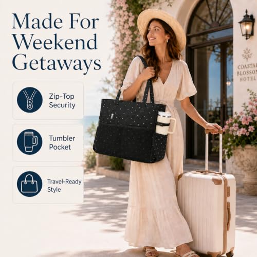 Waterproof Beach Tote Pool Bags for Women Ladies Extra Large Carry On Bag With Wet Compartment for Weekender Travel