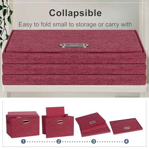 Storage Bins with Lids Fabric Closet Organizers Cubes Office Organization (3 Count)