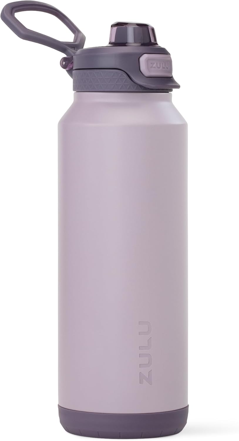 ZULU Powerfill Pro 40oz Stainless Steel Water Bottle with Quick Fill Lid, Triple Walled Vacuum Insulated Metal, Leak Proof Locking Lid, Sip and Chug, Reusable BPA Free, Amethyst - Roamly