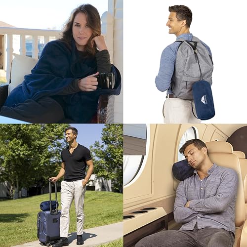 Premium Soft Rolled Travel Blanket Pillow Airplane