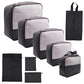 9 Piece Black Travel Organizer Set with 4 Packing Cubes