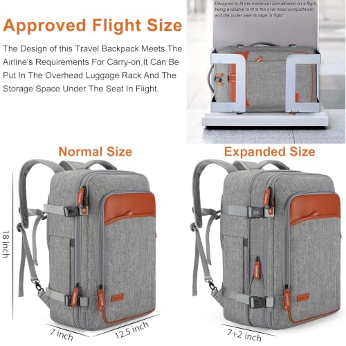18" Expandable Carry On Travel Backpack With 4 Packing Cubes