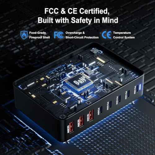 600W Fast Charging 8 Port USB C Charger Block with Nylon Fast Charging Cable