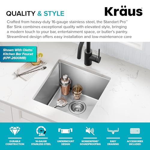 Stainless Steel 17 in 16 Gauge Undermount Sink KHU101