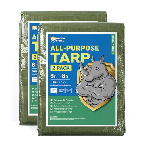 Tarp Green 8x8 Feet Multi Purpose Waterproof Poly Tarp Cover 5mil (128 Sq Ft)